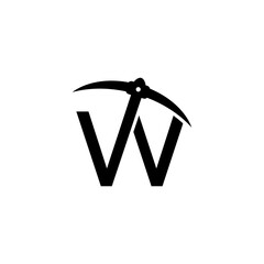 letter w initial miner tools monogram logo