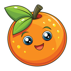 Obraz premium Cute cartoon orange with happy expression