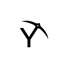 letter y initial miner tools monogram logo
