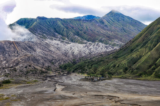Distant view of a Hindu Temple, Bromo Tengger Semeru National Park, East Java, Indonesia