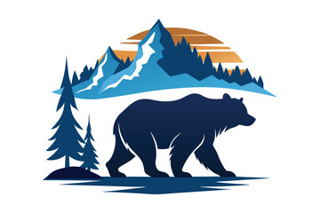 Grizzly Bear walking in the Mountain