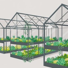 Fototapeta premium Vibrant Greenhouse Full of Succulents