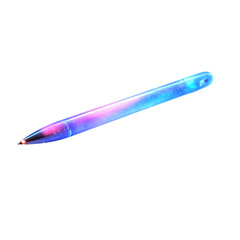 A beautiful blue glass pen with white background 