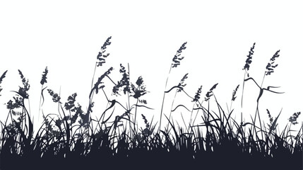 Obraz premium Hand-drawn Silhouette of a Serene Grass Meadow at Sunset, Perfect for Nature-themed Designs and 