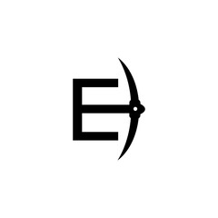 letter e initial miner tools monogram logo