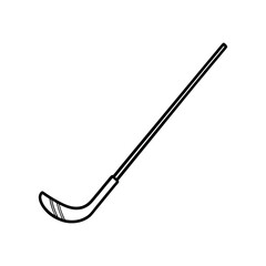 Fototapeta premium Minimalist black silhouette of crossed golf clubs with flat heads and simple handles, ideal for vector illustrations, sports logos, or golfing equipment branding related to tournaments and recreation.