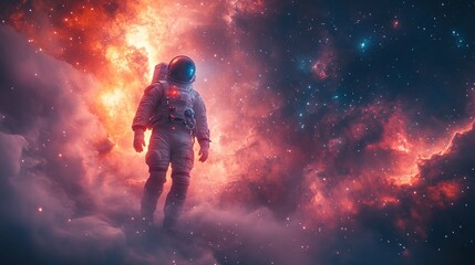 Astronaut in a Nebula: A Cosmic Journey