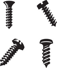Vector illustration of different types of screws