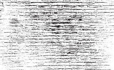Fototapeta premium Old grunge brick wall texture and background. Grainy messy overlay of empty, aging surface. Vector Illustration. Black isolated on white. EPS10 