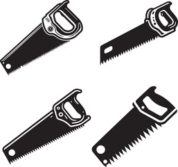 Vector illustration of different types of hand saws