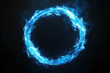 Blue energy ring swirling against a dark background abstract and dynamic.