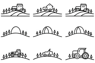 Agricultural Plowing Styles Vector Bundle