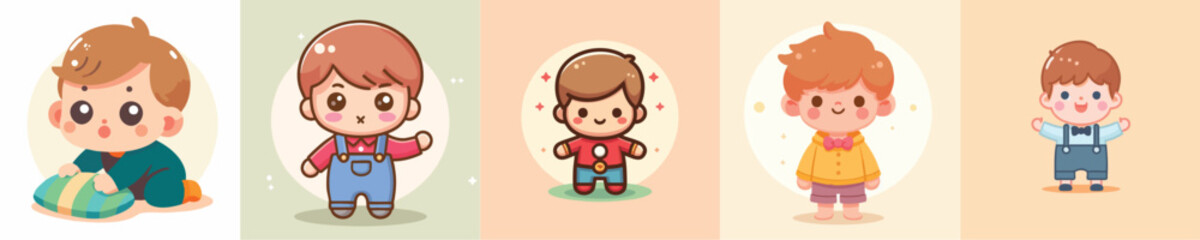 Cute little boy character vector