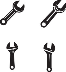 Vector illustration of different types of adjustable wrenches
