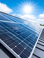 Fototapeta premium Solar Panels on New Homes - Sustainable energy, clean power, eco-friendly homes, renewable resources, bright future