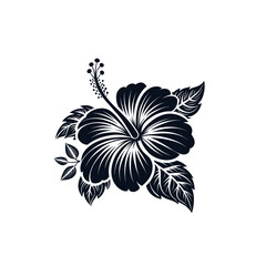 Hawaiian flower silhouette logo vector line art logo design outline