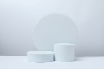 White podiums on a light background