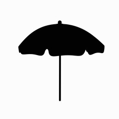 Umbrella silhouette in black and white against a plain background  