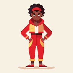 Confident Black Woman in Stylish Red Sportswear