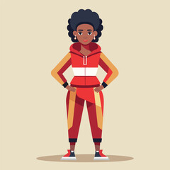 Confident Young Black Woman in Stylish Red Sportswear