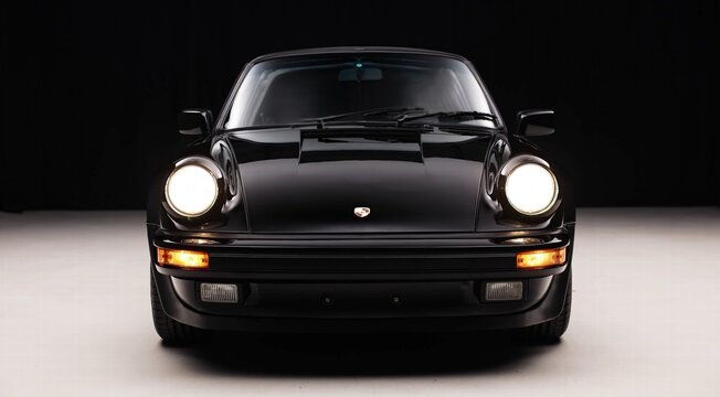 Porsche 911 Carrera black car on black background