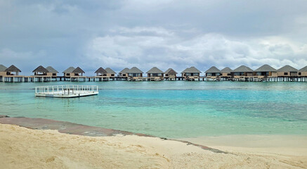 water villas on a exotic maldives island
