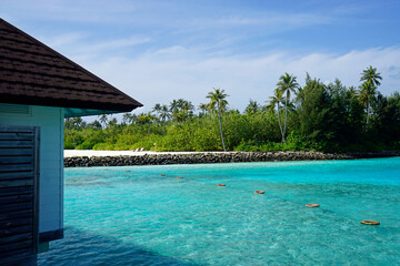 water villas on a exotic maldives island