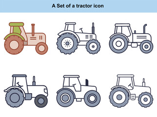 Tractor silhouette vector, old tractor icon vector white Background
