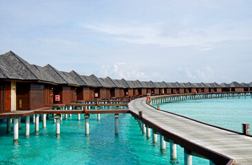 water villas on a exotic maldives island