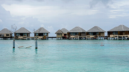 water villas on a exotic maldives island
