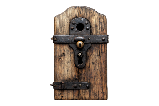 Wooden Door Lock is on Transparent Background, PNG Image.