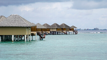water villas on a exotic maldives island