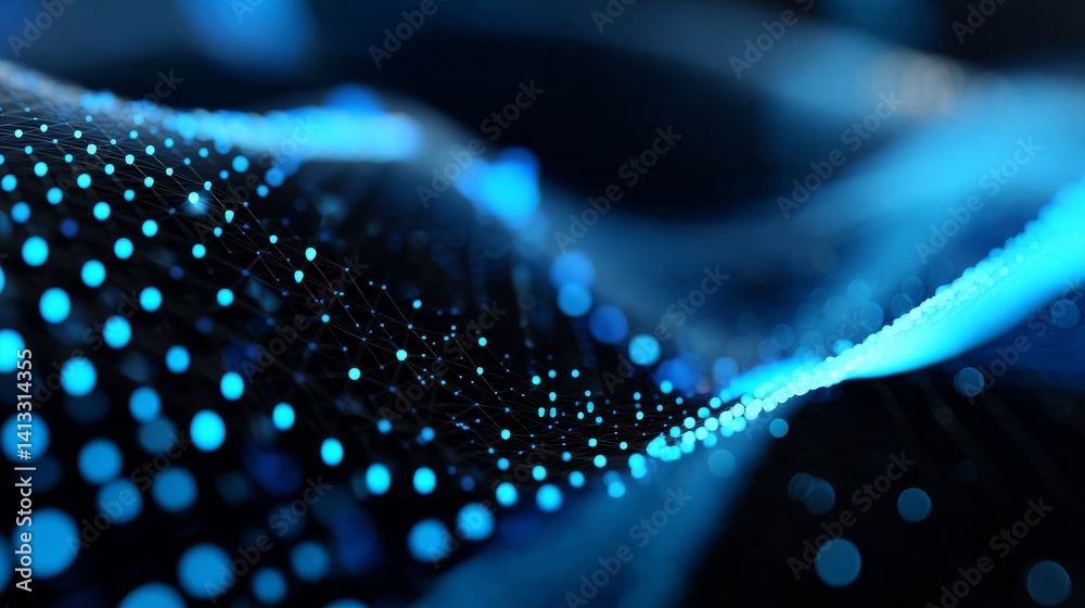 Poster a 4k image with a data technology background and an abstract background, showcasing connecting dots 