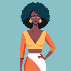 Stylish Black Woman with Afro and Modern Outfit