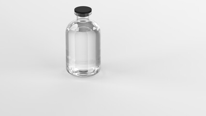Clear Glass Bottle with Black Cap
