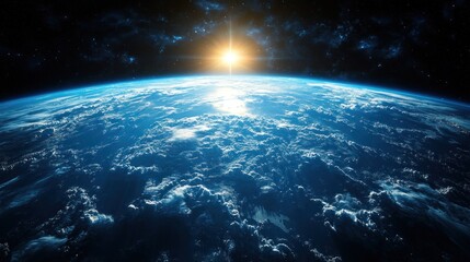 Obraz premium Sunrise Earth: A Celestial View of Our Planet