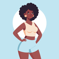Confident Black Woman in Summer Outfit Posing