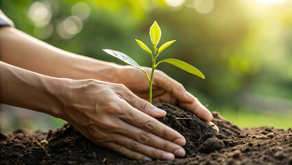 Fototapeta premium Sustainable Farming: Nurturing Nature for Future Generations, Soil to Sapling: A Journey of Eco-Friendly Agriculture, Green Innovation: Planting the Seeds of a Better Tomorrow, Eco Startups.