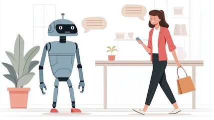 Voice Activated AI Applications and Conversational Agent Interaction, AI Conversational Agent UI, Concept of Human and robot interaction via AI driven voice web applications and smart conversations.
