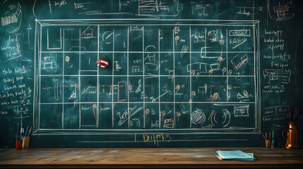Vintage Chalkboard Football Scoreboard: Nostalgic Game Day Vibes with Hand-Drawn Flair and Strategy Sketches