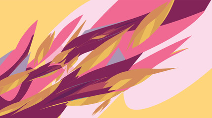 Fototapeta premium Abstract yellow and pink geometric shapes with dynamic design flat vector illustration