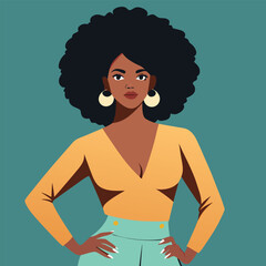 Confident Black Woman with Afro and Stylish Outfit