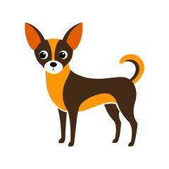 Minimalist vector illustration of a brown and orange chihuahua dog