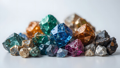 Crystals embedded in rock symbolize raw rare earth elements before refinement.