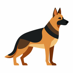 Flat illustration of standing german shepherd dog with geometric shapes isolated