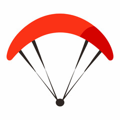 Simple red parachute with black strings graphic flat design icon illustration