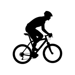 Naklejka premium One cyclist riding isolated on white background