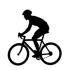 Obraz premium One cyclist riding isolated on white background