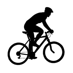 Obraz premium One cyclist riding isolated on white background