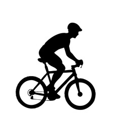 One cyclist riding isolated on white background